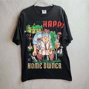 Vintage Signal Artwear Mr. Happy Homeowner big print shirt large made in USA